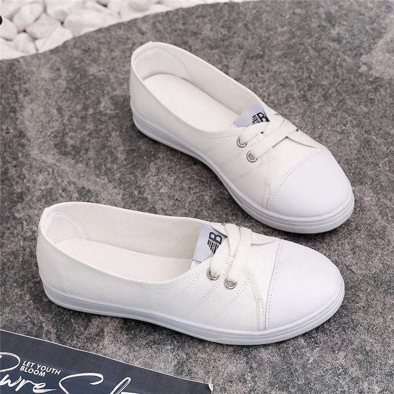 Women's White Breathable Canvas Shoes - Versatile Spring/Summer Footwear for Students, Nurses, and Moms (2025 Edition)