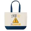 Tote Bag - PLANETEE - Sac Shopping Fond Bleu J'peux Pas Chantier - Coton 40x45 Cm - Sans Fermeture - Bleu
