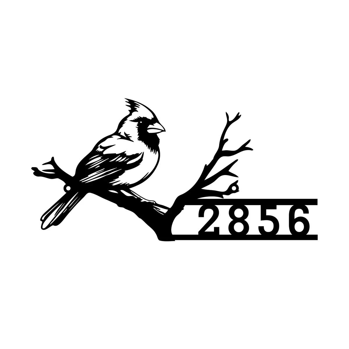 Metal Sign Cardinal Bird House Number Garden Decor