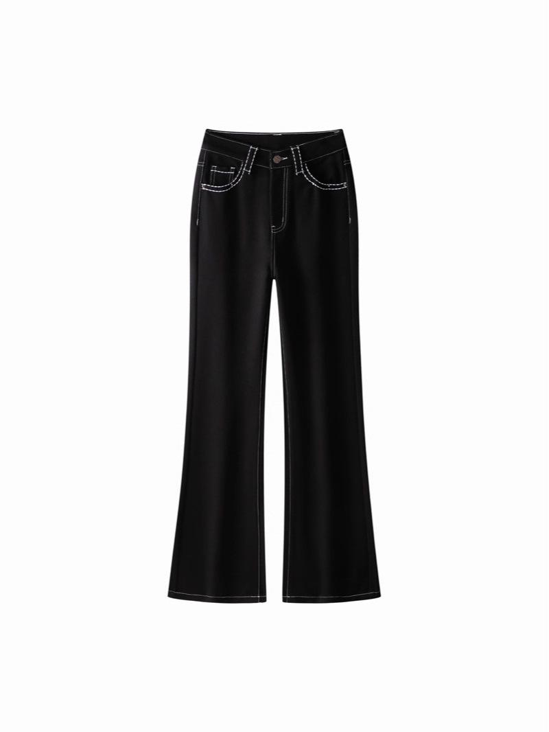 

Autumn 2025 Women s High-Waisted Black Jeans, Straight Leg Micro Flare Long Pants XL
