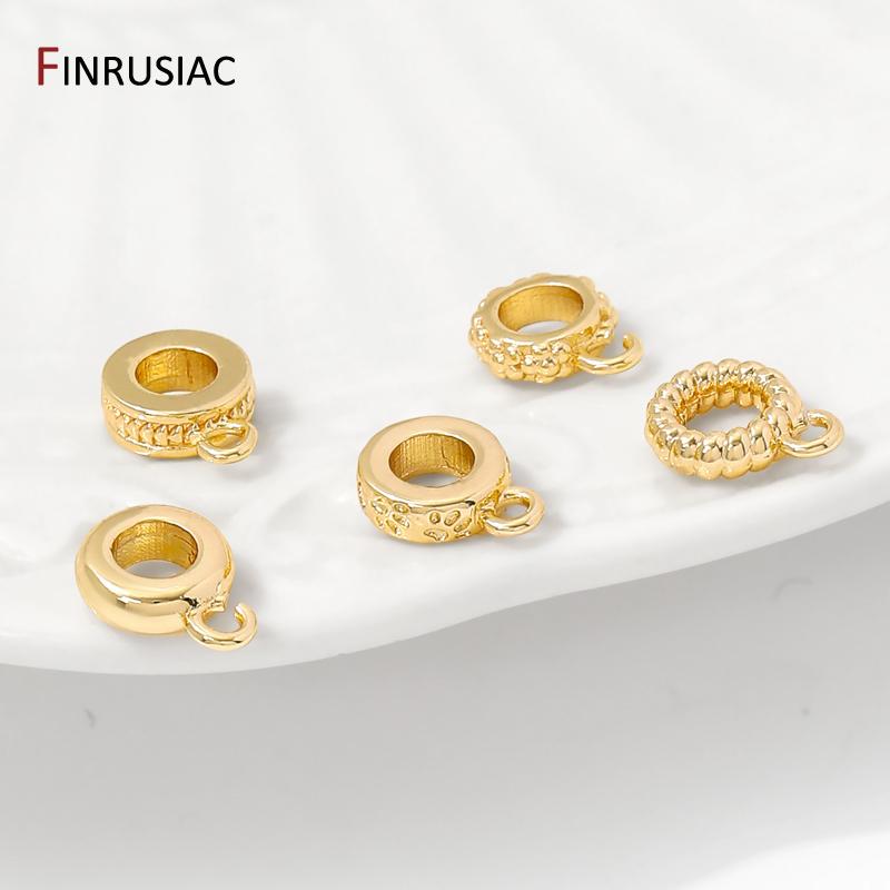 14K Gold Plated Brass Round Pendant Bail Beads Connectors,Bails For Pendants Jewelry,DIY Necklace Bracelets Making Findings