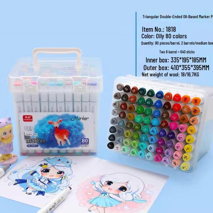 Double-Ended Marker Pen Set: 36/48 Colors, Oil & Alcohol-Based Ink for Hand-Painting.