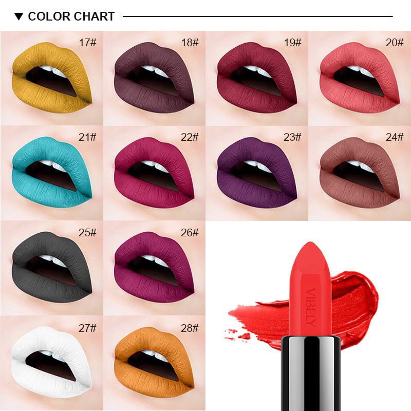 VIBELY Mattlippenstift Langanhaltend Wasserfest Transferfest Feuchtigkeitsspendend Nährender Lippenstift 29 Farbtöne