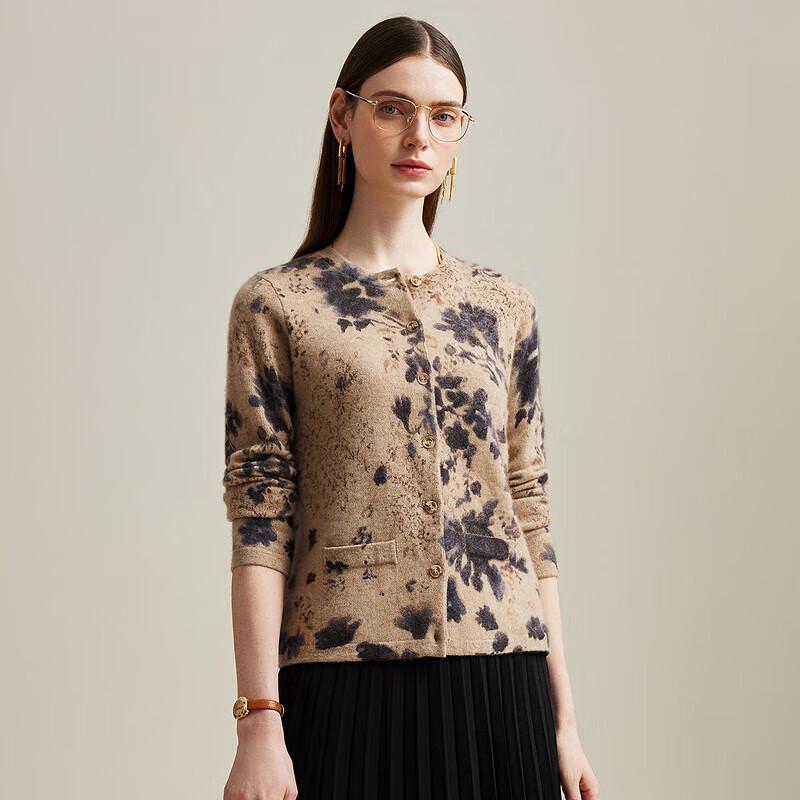 Women's Retro Print Pure Cashmere Cardigan