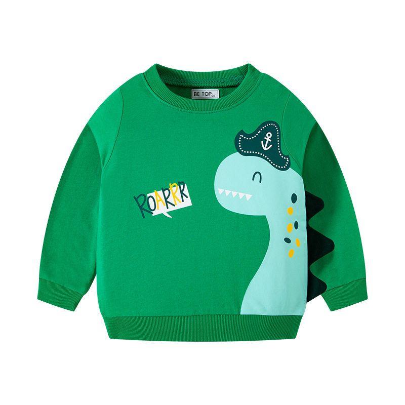 Spring and Autumn Cartoon Dinosaur Terry Sweater Pure Cotton Children's Clothing