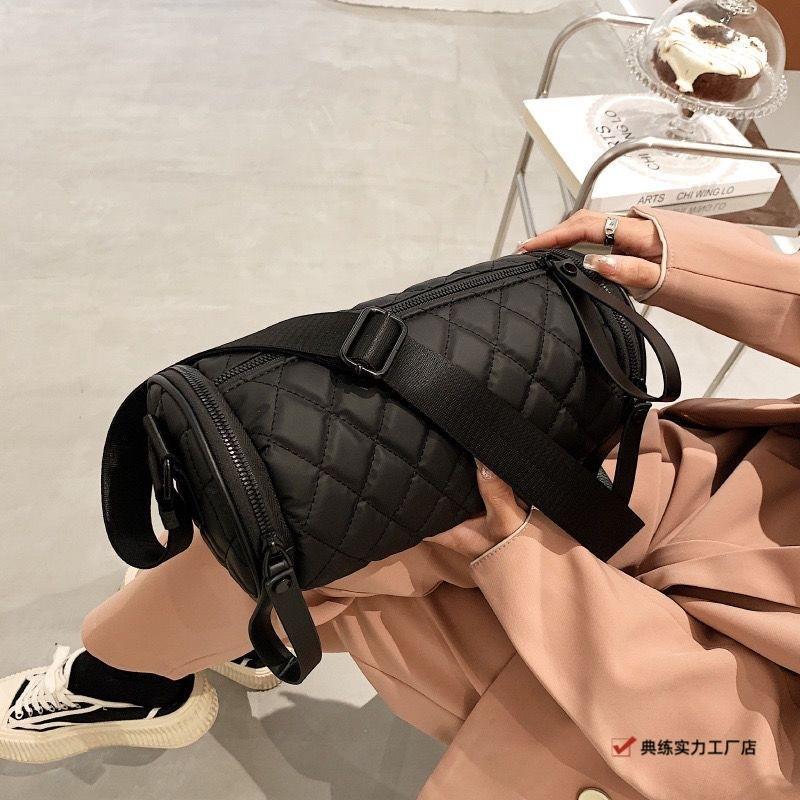 Oxford Cloth Cylinder Messenger Bag Women's Horizontal Niche Pillow Foreign Style Versatile Large Capacity Bucket Bag Messenger Shoulder Bag