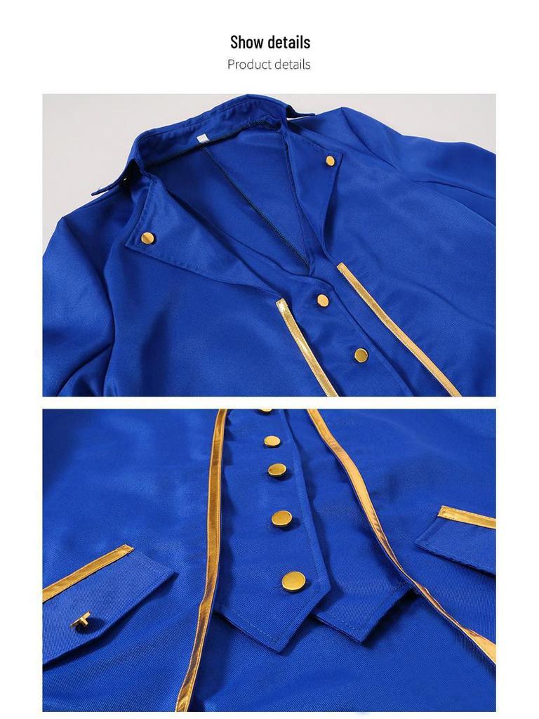 Men's Medieval Halloween Gold Trim Swallowtail Coat for Stage Performance