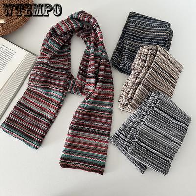 Écharpe Tricotée Rayée pour Automne et Hiver Nouvelle Écharpe pour Couples