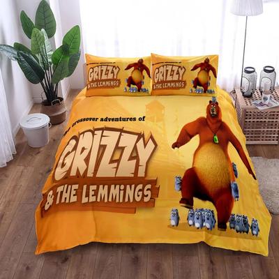 Set Biancheria da Letto Animazione Grizzy e i Lemming Camera da Letto Morbido Copriletto Moderno Copripiumino Confortevole Coperta Trapuntata e Federa