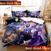 Anime Genshin Impact Keqing Girl Bedding Set Printed With Pillowcase Bed Duvet Cover Soft Single Double Queen Super King Size