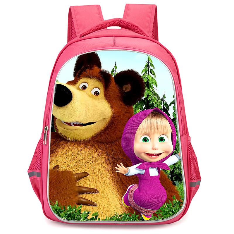 Masha And Bear School Bag Elementary School Cartoon High Definition Printing Large Capacity Zipper Oxford Lightweight Ridge Backpack