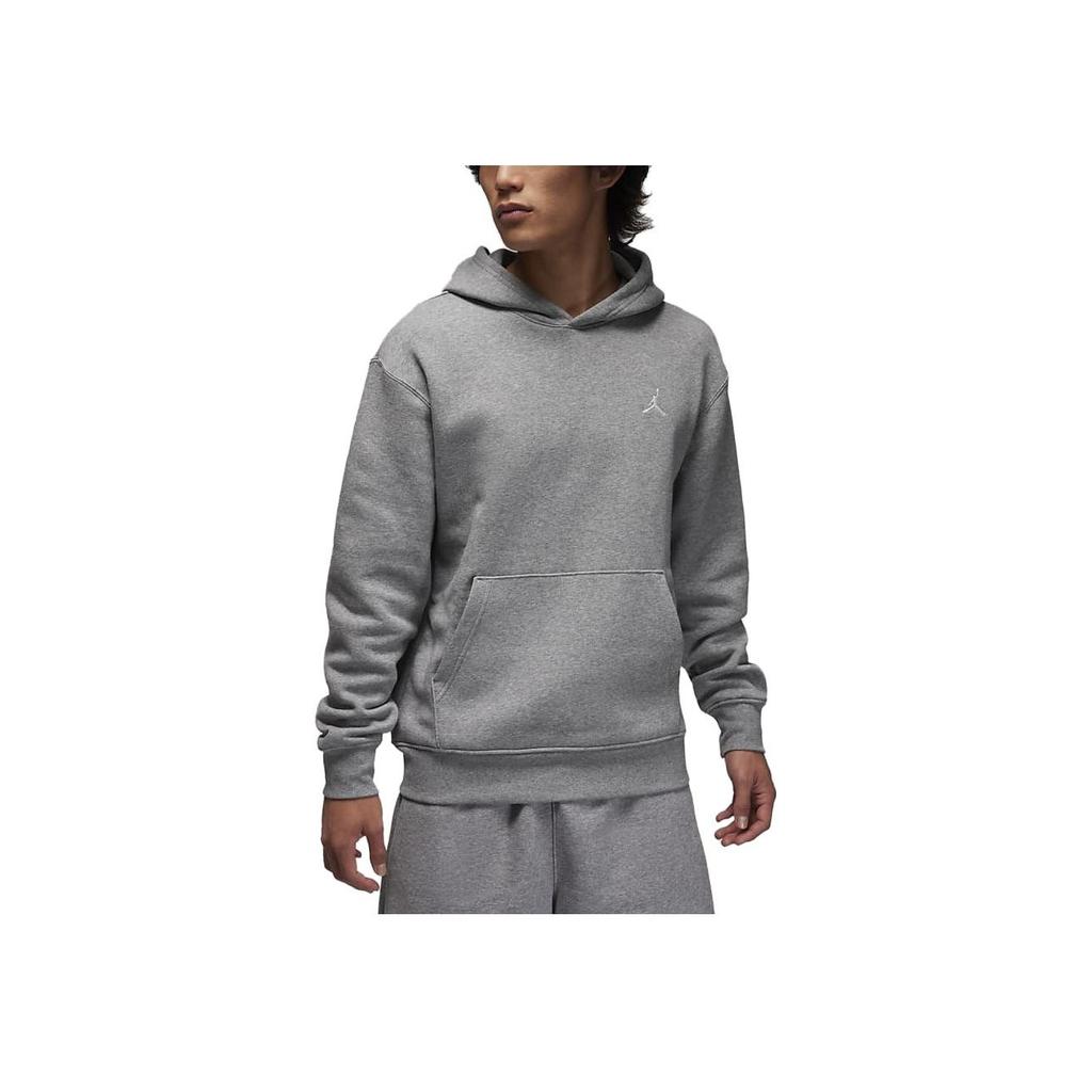 Jordan Solid Color Pullover Hoodie With Fleece Long Sleeve Men Tops Grey FJ7775-091