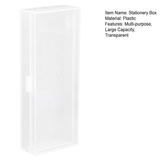 Plastic Pencil Box Large Capacity Transparent with Snap-Tight Lid Hard Pencil Box School Office Supplies