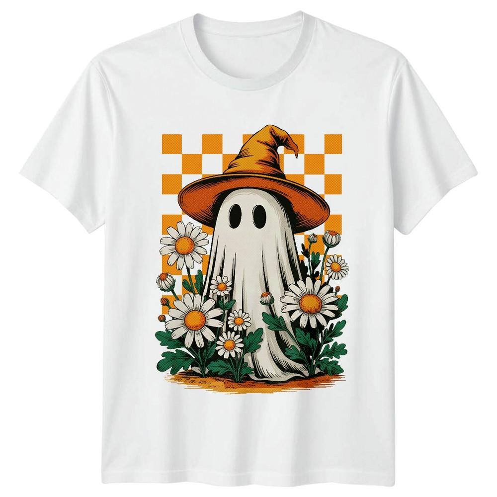 Ghost Witch Hat Daisy Halloween Unisexs TShirt Unisexs Graphic Tee S