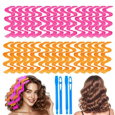 12/24Pcs 25/45/65CM No Heat Wavy Curler with Styling Hook Reusable Portable Women Girls Long Medium Short Curls Hair Roller Wave Formers Curling Tools