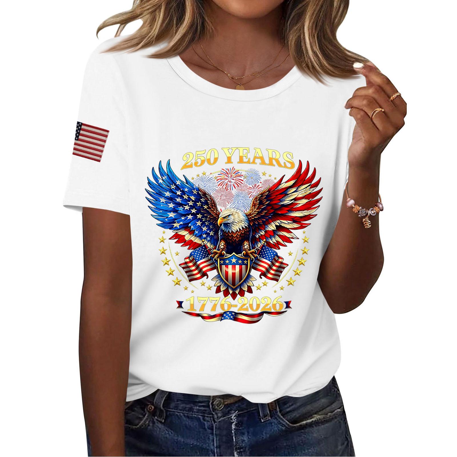 

Women s Fashion Casual Printed Short Sleeve Round Neck Pullover Tops XL білий