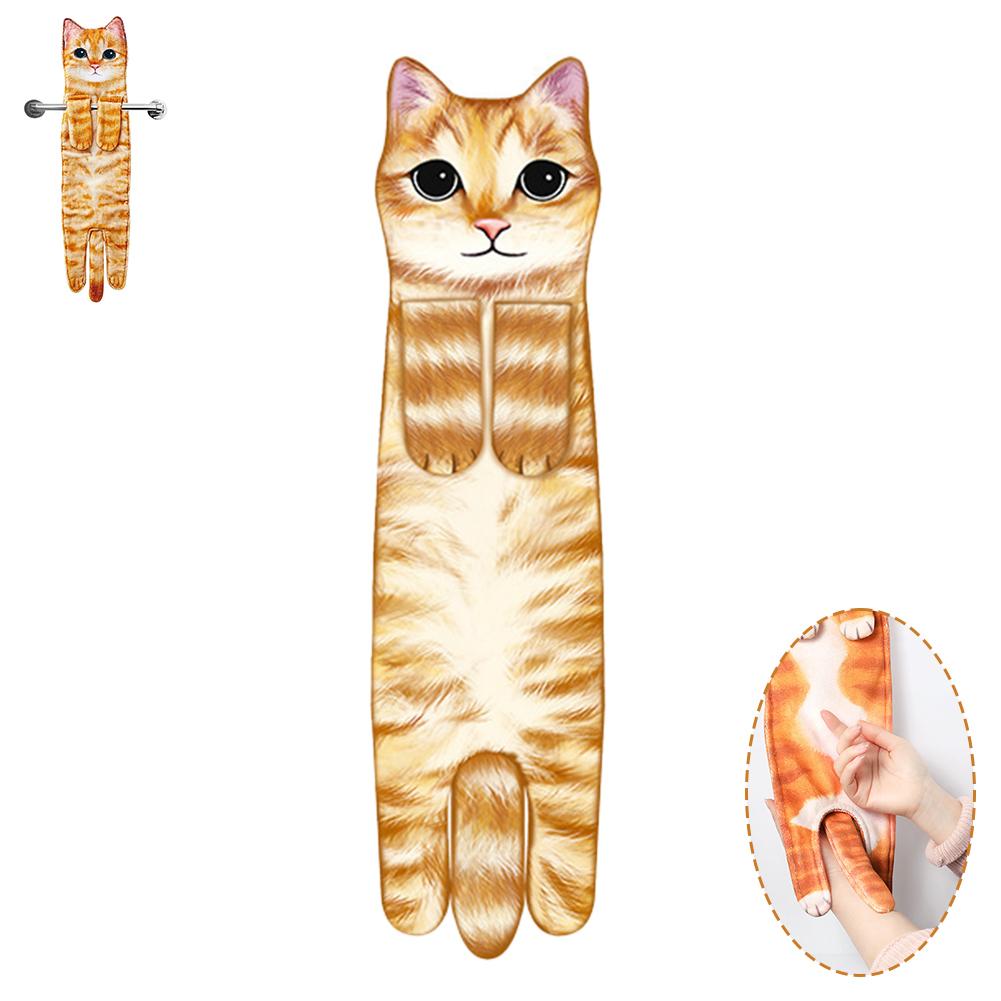 Funny Cat Hand Towel for Kitchen and Bathroom,  Cute Cat/Dog Decorative Hanging Towels Soft Christmas Cat Lovers Gifts for Women