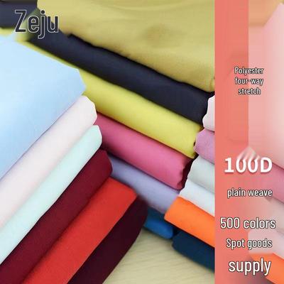 En Stock Tejido de Poliéster-Spandex Tejido Plano Elástico en Cuatro Direcciones 100D Tejido de Moda para Pantalones y Camisas