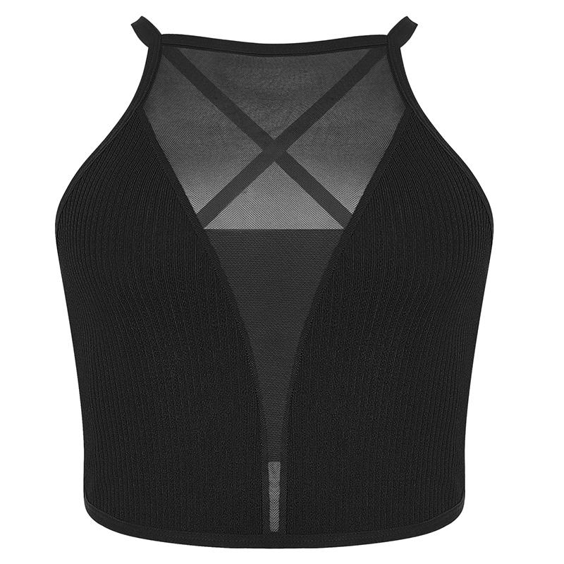 1pcs Sexy Mesh Camisole Crop Top Corset Ribbed Backless Underwear Fashion Women Casual BrassiereTank Top Bralette Lingerie