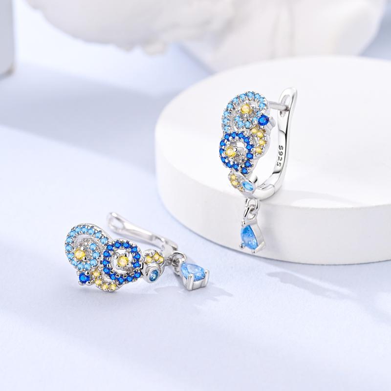 U shaped Flying Gradient Butterfly French Style Hoop Earring 925 Sterling Silver Earrings for Anniversary Wedding Jewelry Gifts