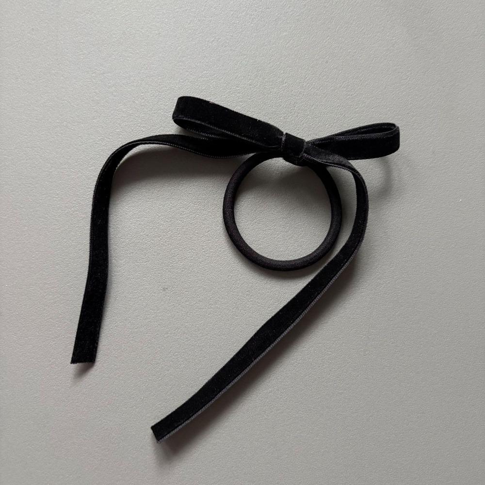 Sweet Velvet Hair Ties Elastic Black Bow Headband Ballet Style Ponytail Rubber Band Women