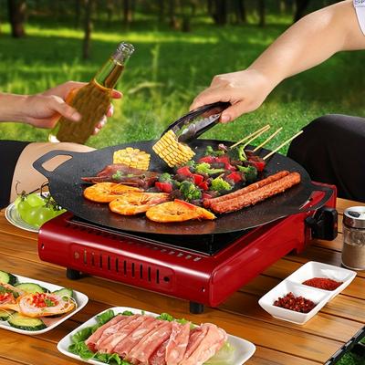 Izgara Tavası Kore Yuvarlak Yapışmaz Barbekü Tabağı Barbekü Izgarası Açık Hava Seyahat Kamp Kızartma Tavası Barbekü Aksesuarları Mutfak Malzemeleri