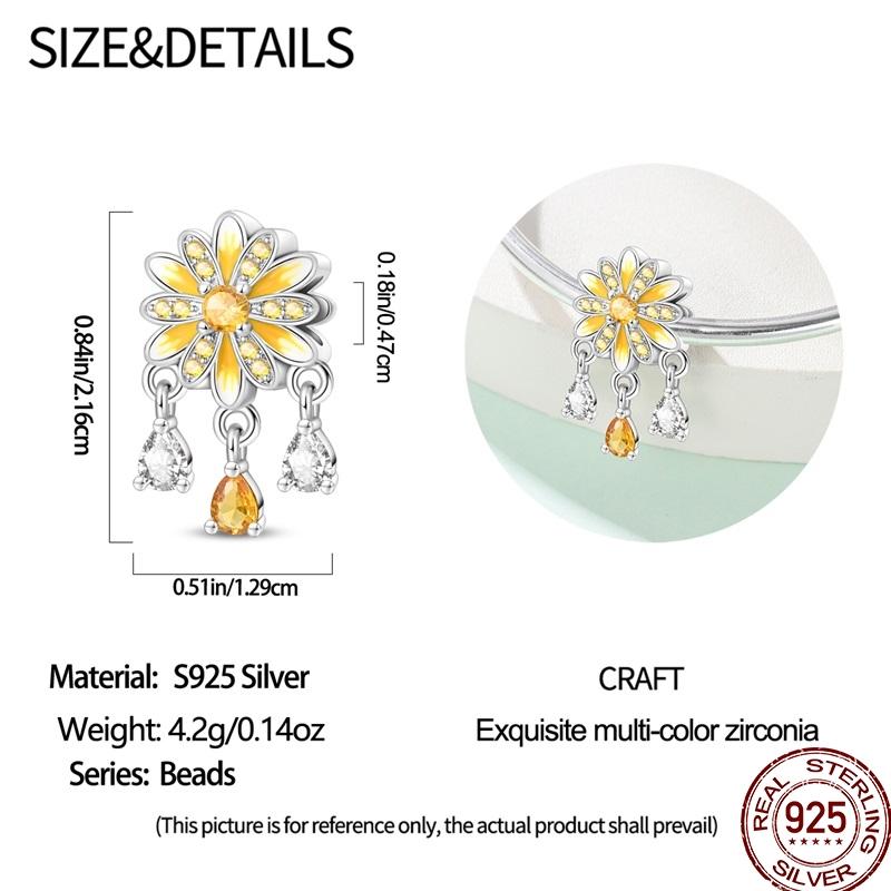 Real Copper Sunflower Series Charm Love Heart Blessing Series Suitable For 3Mm'S Bracelet Ladies Fine Jewelry Gift