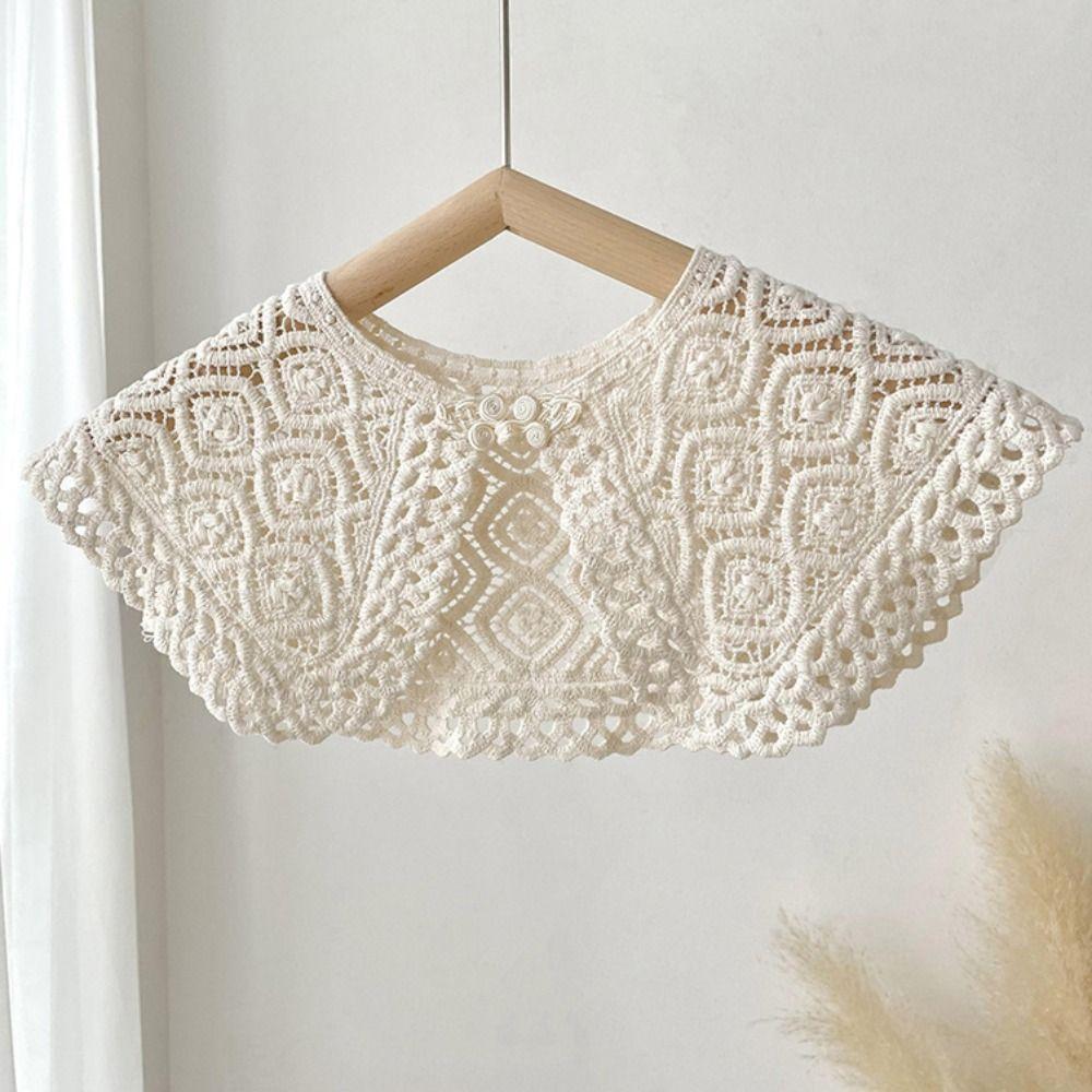 Cape Lace Fake Collar Hollow Out Blouse Shoulders Fake Collar Simple Knitted Shawl  Female