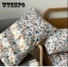 Two-pack of Twill Cotton Pillowcase Pastoral Style Floral Pillow Core Set Double Bed Bedding Set
