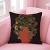 Vintage vase print Cushion Cover Linen Pillowcase Cover Soft Decor for Sofa Home Room
