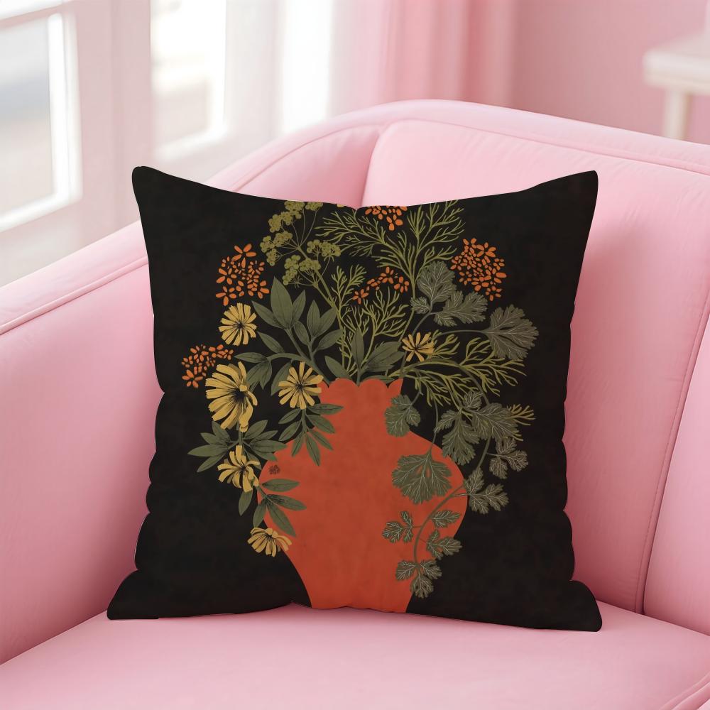 

Vintage vase print Cushion Cover Linen Pillowcase Cover Soft Decor for Sofa Home Room 30X30cm