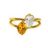 Light Luxury Yellow Colored Treasure Zir*****Pen Ring Elegant Exquisite Bow Crown Stacked Ring