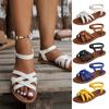 Flat Roman Sandals For Women, Breathable Beach, Elastic Band, Cross Strap Sandals, Women's Outdoor Wear