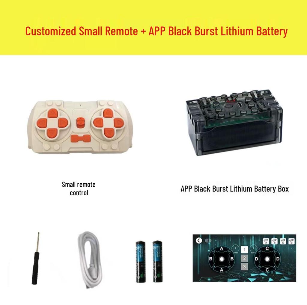 Remote Control High-Speed Motor & Battery Box for Lego Bricks with Black, Red, and Light Modifications