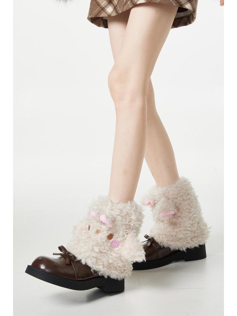 Adorables Calentadores de Pierna de Oveja para Botas de Invierno - Media Pantorrilla, Acogedores y Lindos para Niñas