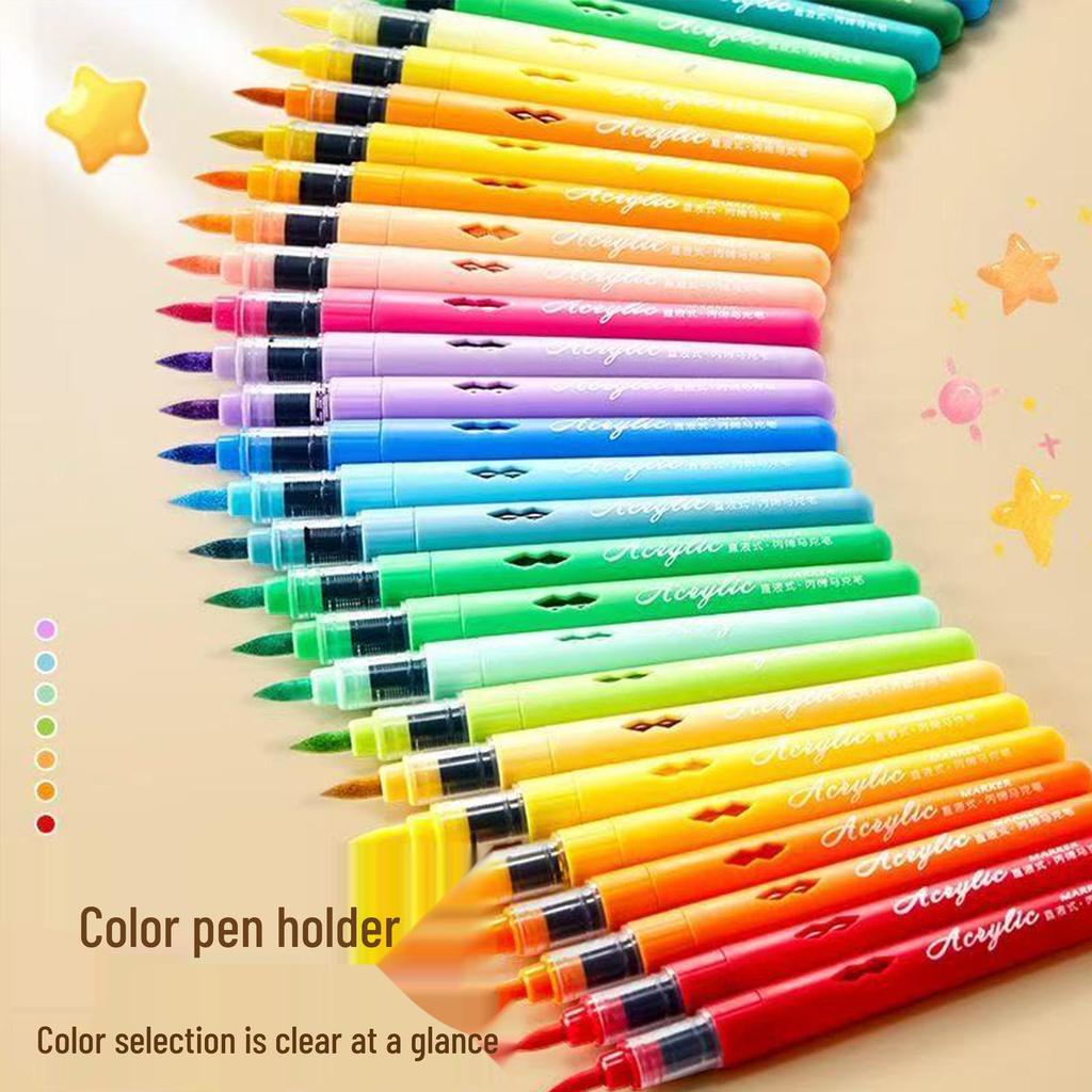 Nachfüllbarer Weichpinsel-Acrylmarker für einzelne Stifte - 16 Farboptionen, Große Kapazität