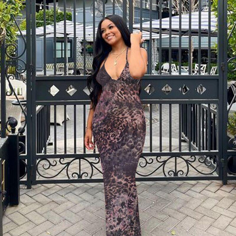 Elegantné Butterfly Women Maxi Šaty Úzke šaty s potlačou Šaty na chrbte Popruhy V Neck Ohlávka Bodycon Hot Girls Club Párty Vestidos Párty šaty Y2k Šaty Župan