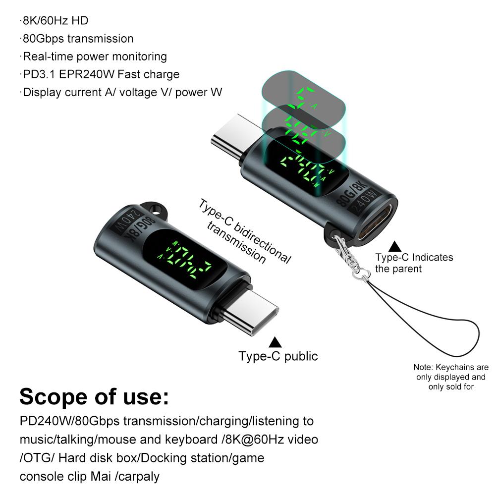 Digitaler Typ-C-Adapter 8K 60Hz Datenübertragungswandler 80 Gbit/s PD 240W USB-C-Adapter USB-C-Erweiterung für iPhone 16