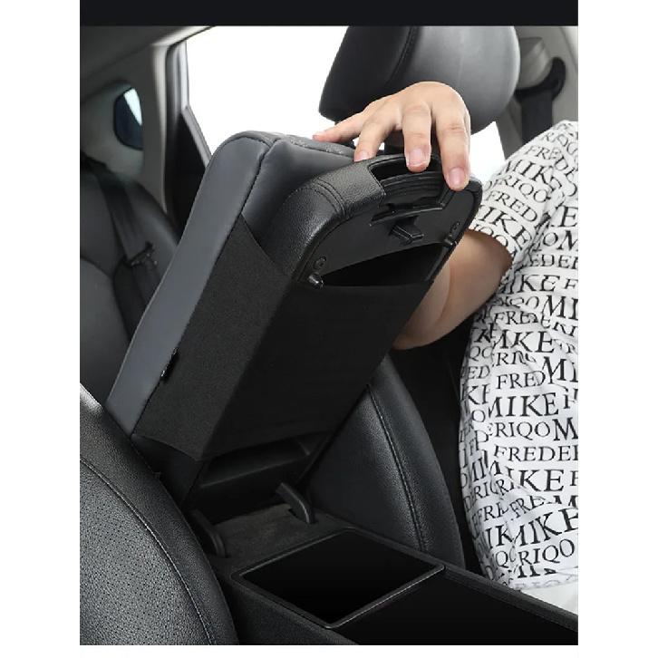 Car Armrest Mat Center Console Arm Rest Protection Cushion Wave Embroider PU Leather Auto Armrests Storage Box Cover Pad