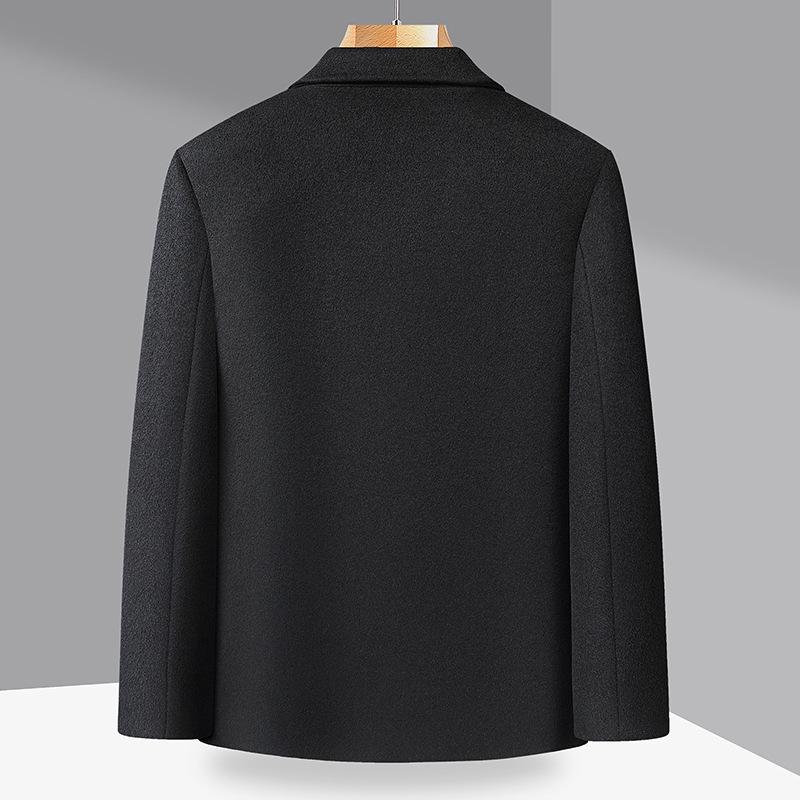 Men's Wool Blend Lapel Jacket for Middle-Aged and Elderly - Spring/Autumn Casual Outerwear