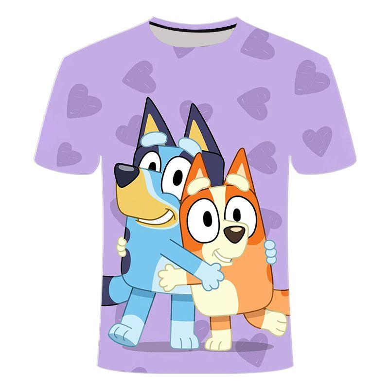 2026 Unisex Toddler Bluey 3D Tee Summer Lightweight Cool Short Sleeve Cartoon Anime Print T-Shirt for Boys & Girls Daily