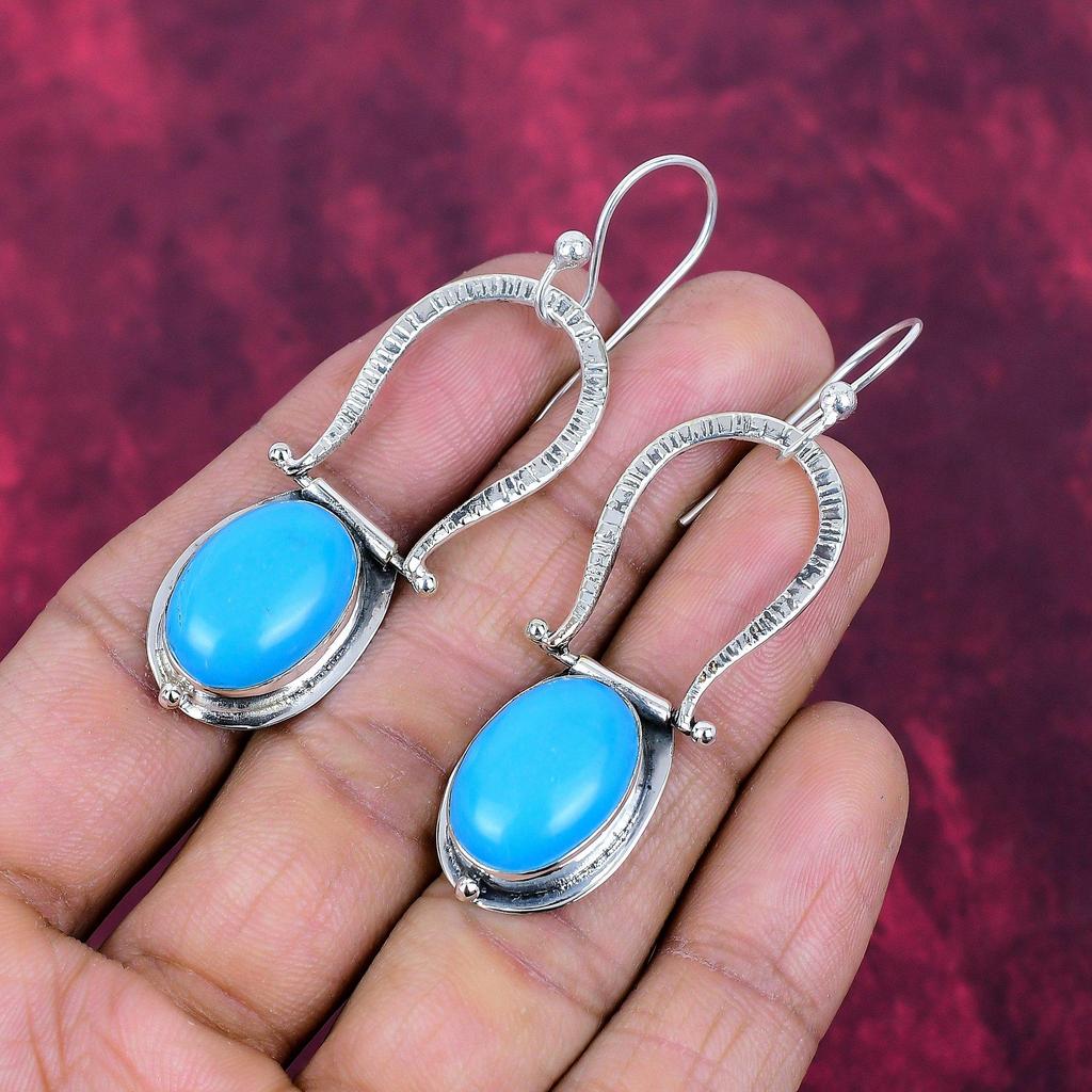 Sleeping Beauty Turquoise Jewelry, 925 Solid Sterling Silver Earrings Jewelry, Handmade Earrings Gemstone Jewelry For Women