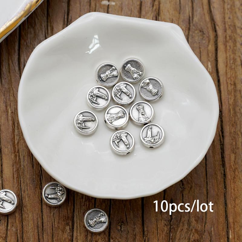 10 buc Mărgele distanțiere rotunde față-verso cu cruce Isus, mărgele catolice Sfântul Benedict, mărgele religioase libere pentru confecționarea rozariilor, brățărilor, colierelor