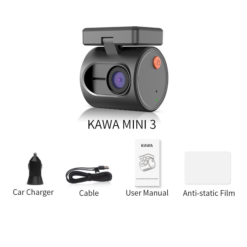 

Tiny Dash Cam, KAWA 1296P QHD Mini Car Camera Dash Cam - голосове керування, WDR/3D DNR із супер нічним баченням, циклічний запис і G-сенсор, MINI 3
