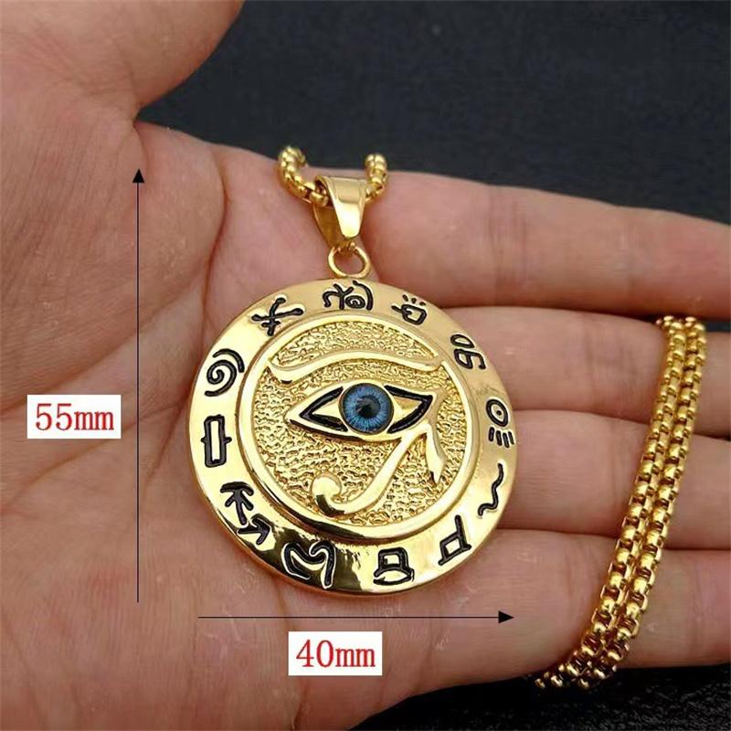 Stainless Steel 18K Gold Plated Horus Eye Pendant for Man Women Gift Fashion Rune Necklace Egyptian Jewelry Accessories