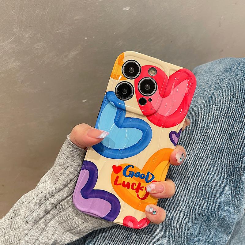 3d Wave Line Colorful Love Phone Case For Iphone 14 13 12 11 Pro Max 14 Plus Soft Silicone Imd Shockproof Back Cover Capa