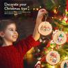 12/24Pcs Christmas Wooden Ornament Cartoon Santa Claus Rustic Wood Slice New Year Home Decoration Xmas Tree Hanging Pendant Gift