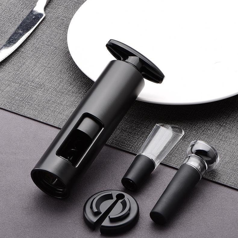 Apribottiglie multifunzionale 2-in-1 apribottiglie manuale per vino rosso e champagne set da degustazione per uso domestico, nero di alta qualità.