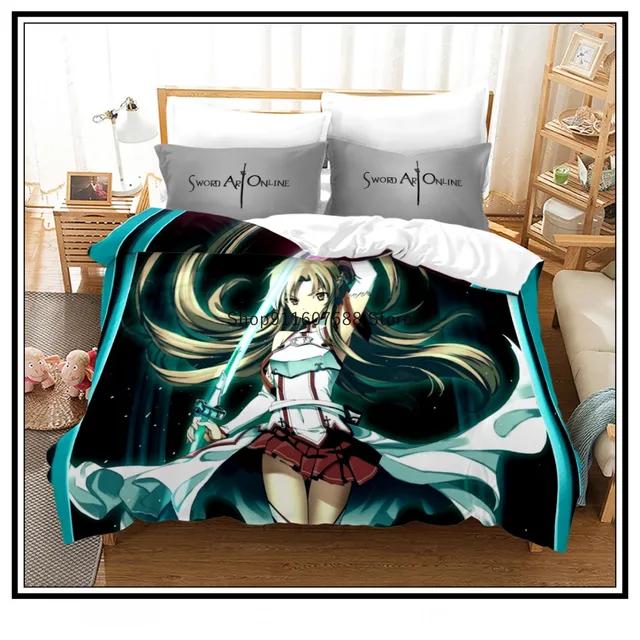 Anime Sword Art Online Bedding Set 3D Printed Duvet Covers Pillowcases kids Bedclothes Bed Linen Luxury Home Textiles Home Decor