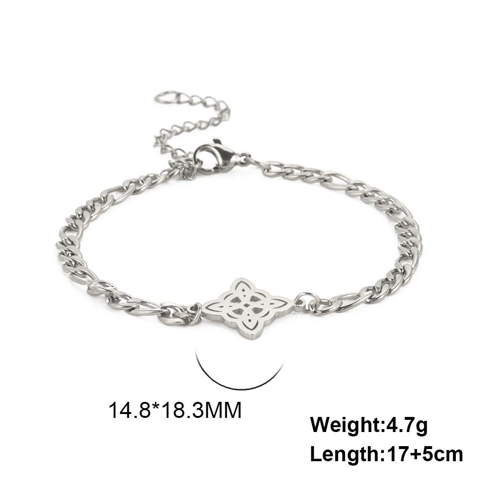 Teamer Irish Witch Knot Celtics Knot Stainless Steel Bracelet Box Chain Snake Chain Bracelet Women Men Amulet Jewelry Wholesale 17-22cm